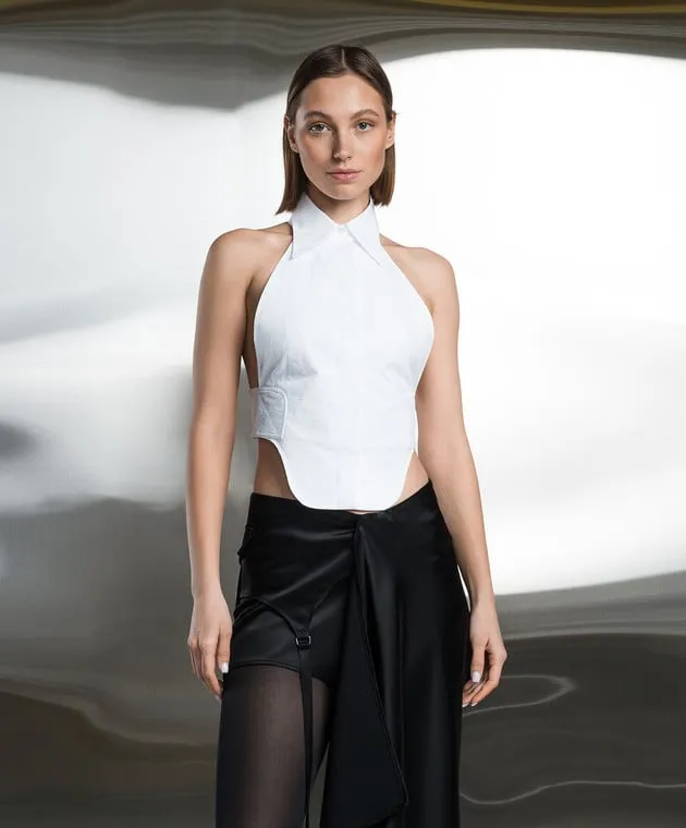 SSHEENA CARINO top bianco con effetto mietitore 24SSCUTETS24003