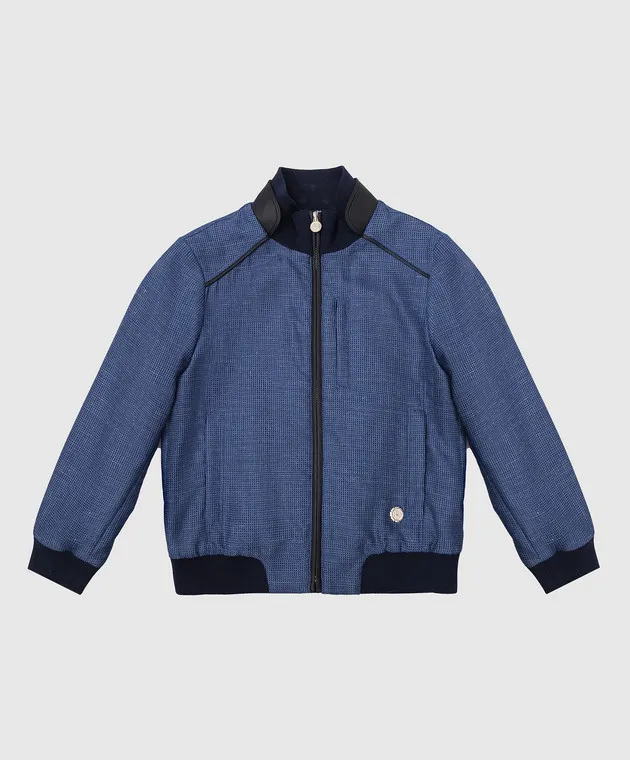 Stefano Ricci Bomber da bambino in lana e cashmere blu YUJ7200040HCQUAD