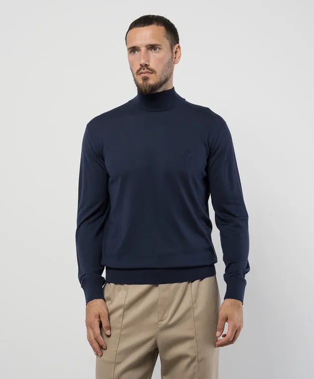 Stefano Ricci Golf in lana viola con ricamo stemma logo K303071L10F24345