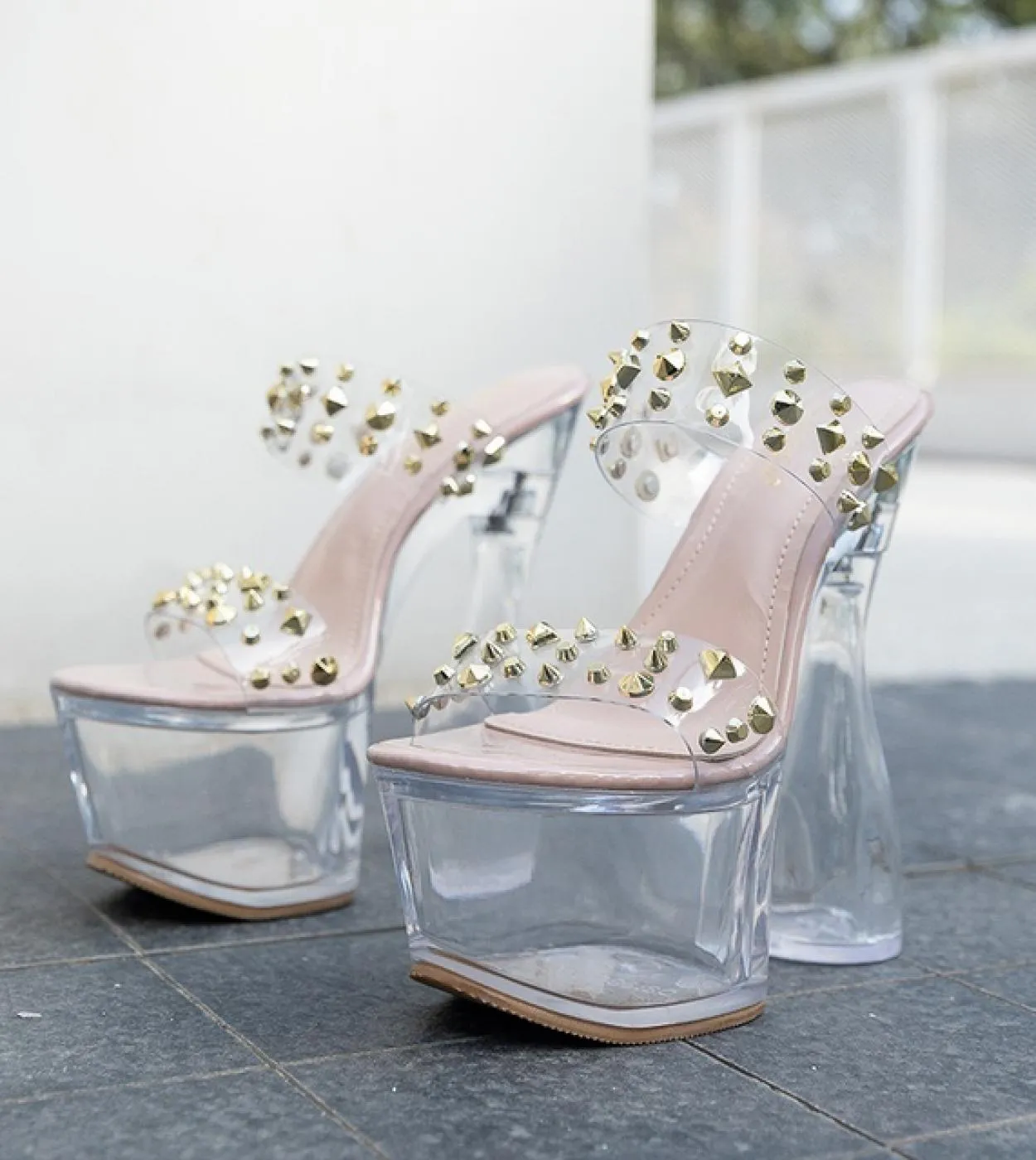 Summer Female High Heels Slippers Transparent Sandals Women Stiletto Stripper Shoes Girls Clear Platform Slides