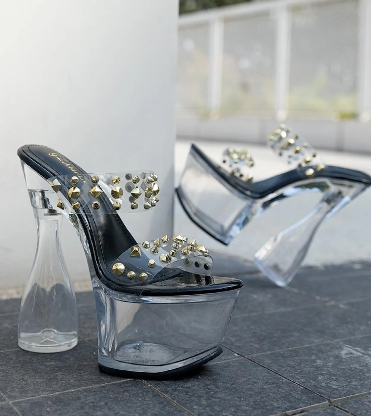 Summer Female High Heels Slippers Transparent Sandals Women Stiletto Stripper Shoes Girls Clear Platform Slides