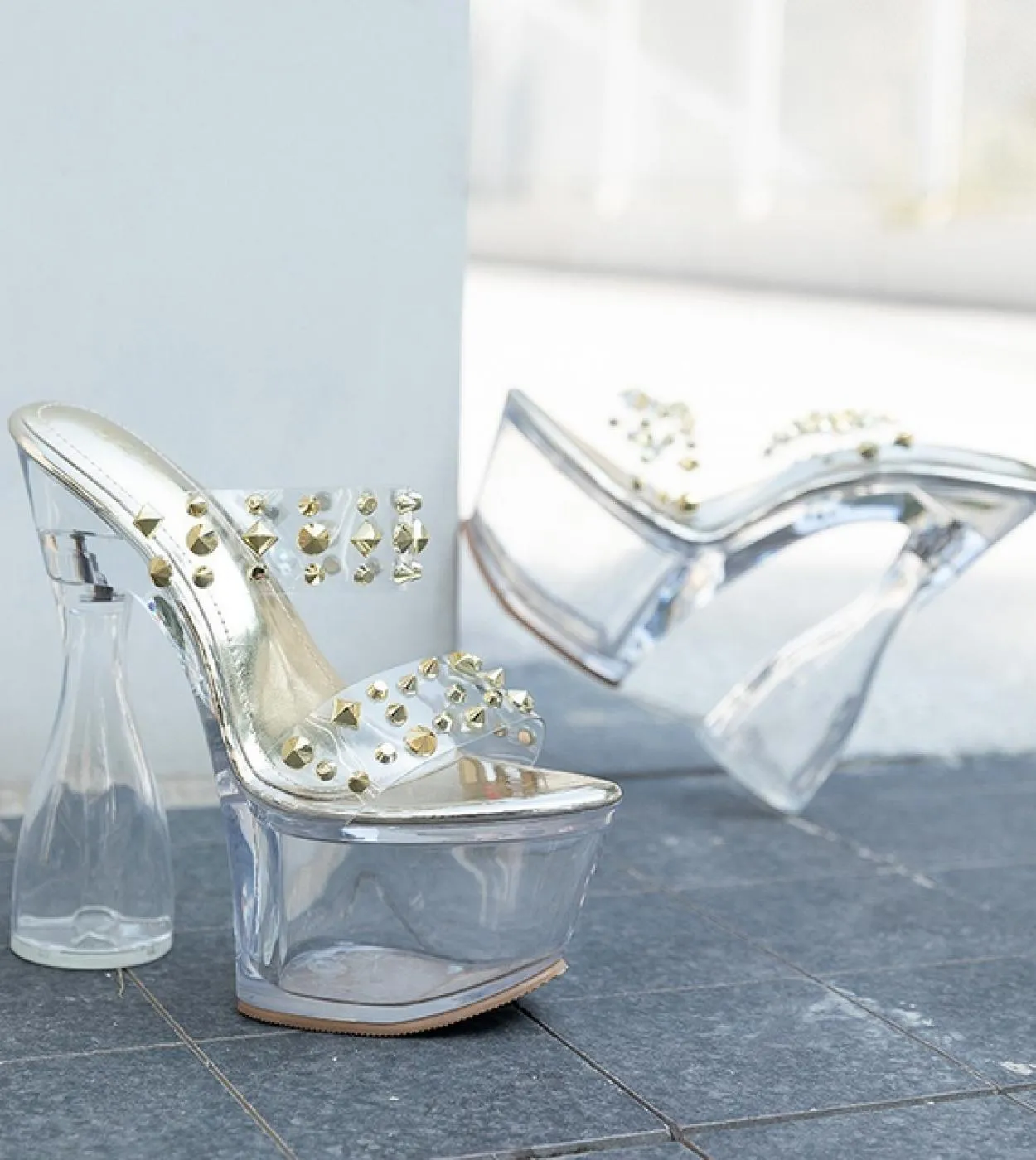 Summer Female High Heels Slippers Transparent Sandals Women Stiletto Stripper Shoes Girls Clear Platform Slides
