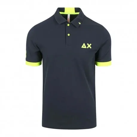 Sun 68 Polo Big Logo Fluo Blu Uomo