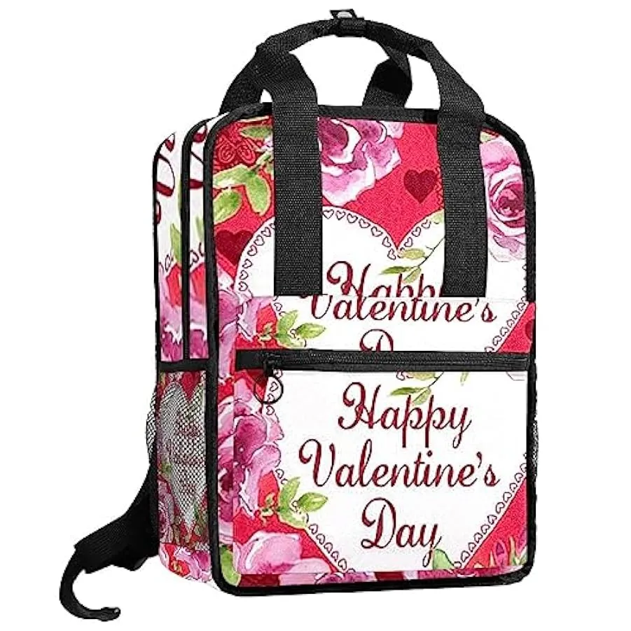 suojapuku Zaino casual per uomo e donna Zaino classico di base,fiori di rosa del cuore di san valentino,Zaino universitario picc