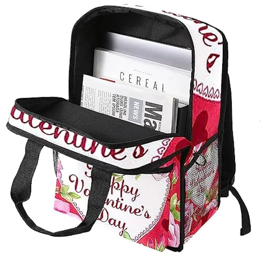suojapuku Zaino casual per uomo e donna Zaino classico di base,fiori di rosa del cuore di san valentino,Zaino universitario picc