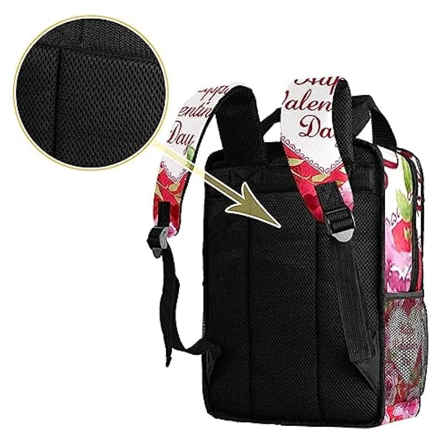 suojapuku Zaino casual per uomo e donna Zaino classico di base,fiori di rosa del cuore di san valentino,Zaino universitario picc