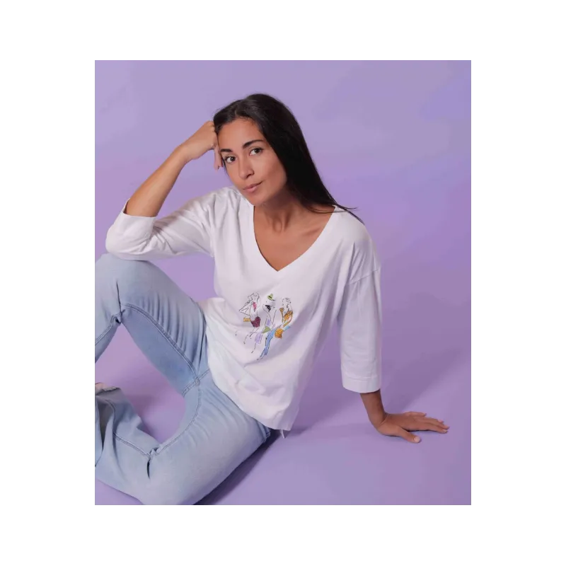 T-SHIRT MANICA 3/4 CON STAMPA SHOPPING