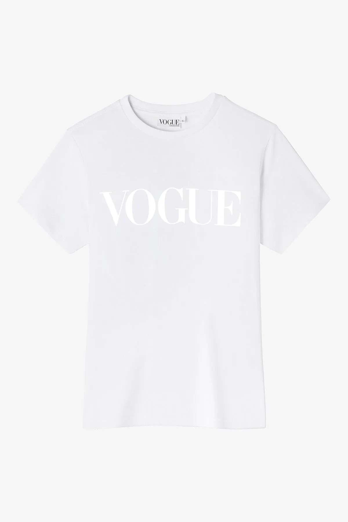 T-Shirt VOGUE bianca con logo stampato tono su tono-
