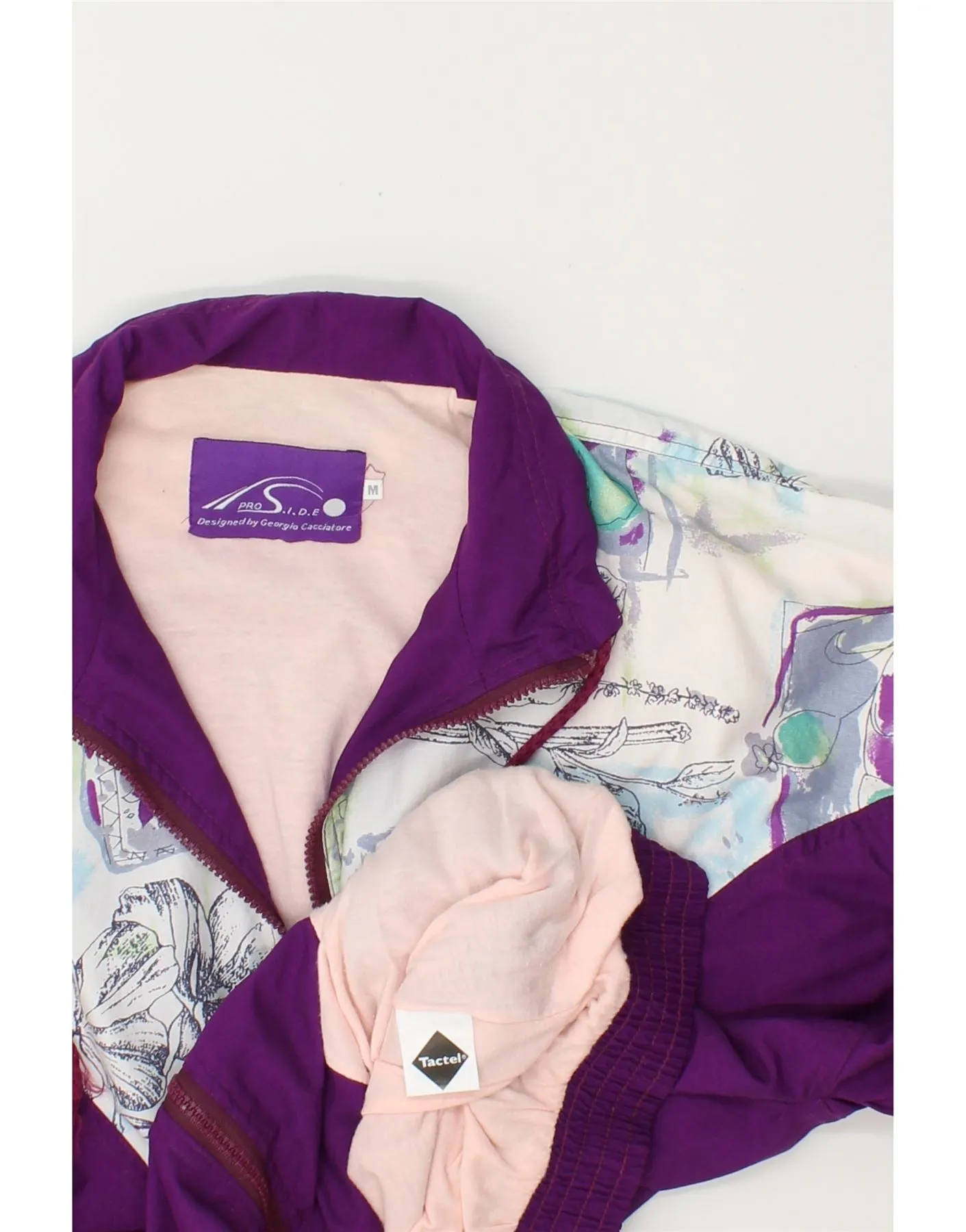 TACTEL Mens Tracksuit Top Jacket Medium Purple Floral Polyamide