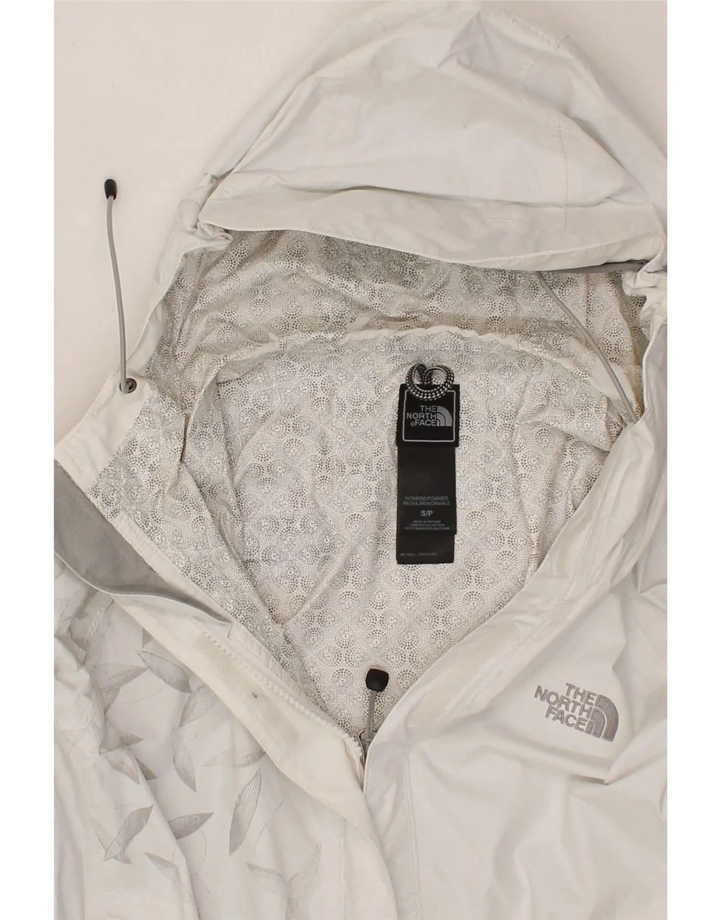 THE NORTH FACE Womens Abstract Pattern Rain Jacket UK 10 Small  White