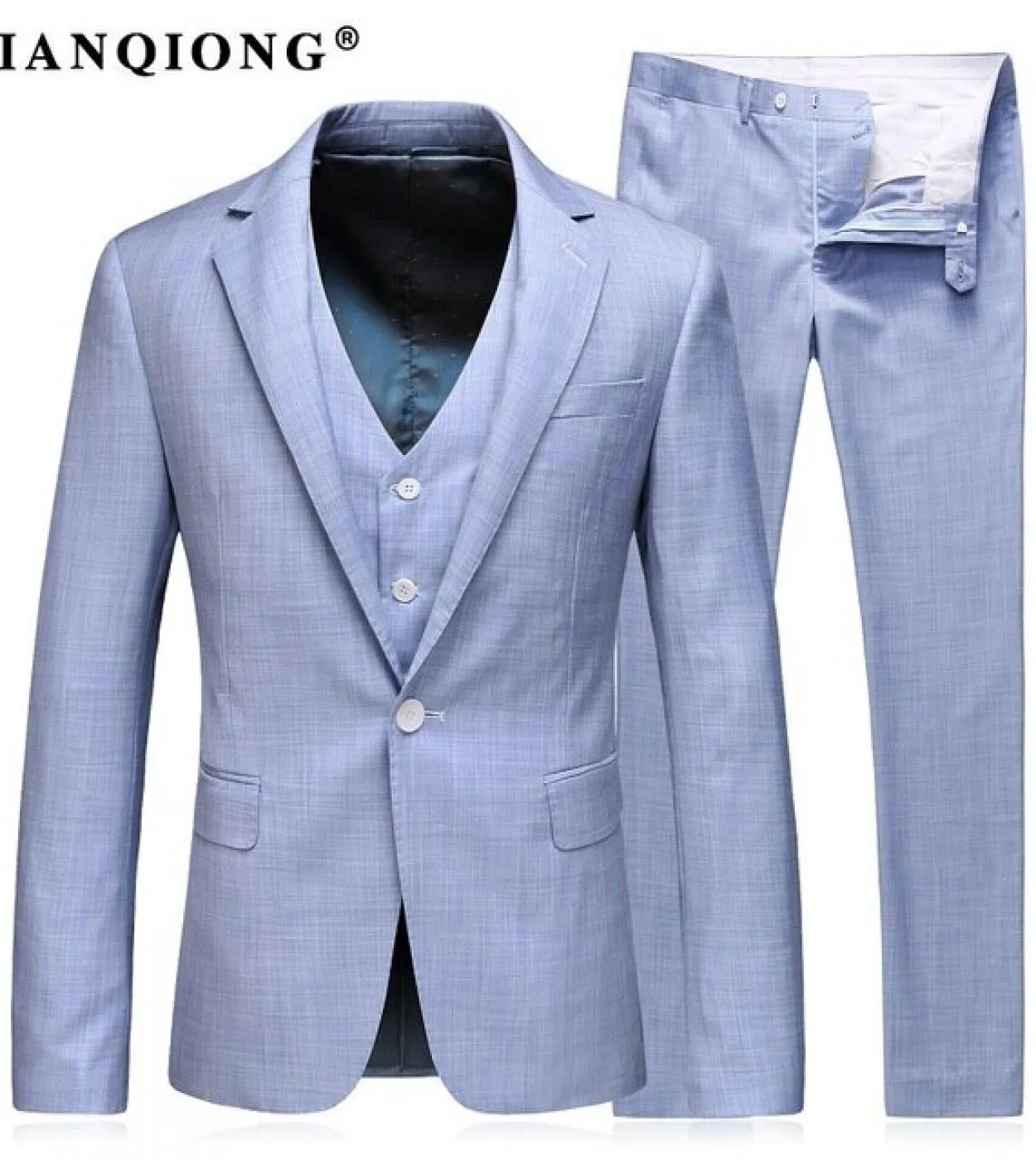 Tian Qiong ultimo cappotto mutanda design 100 poliestere azzurro a spina di pesce uomo abiti da sposa sarto blazer abiti da spo