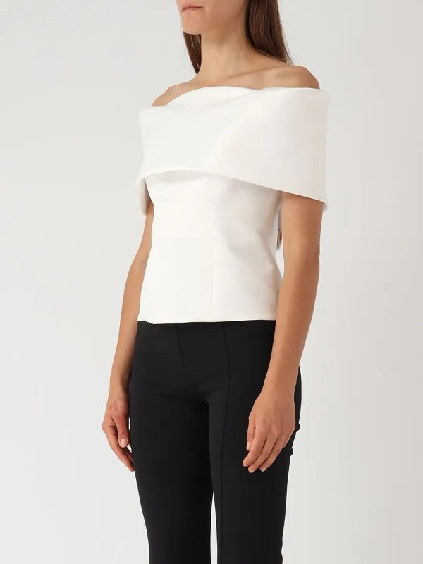 Top donna Giada Curti in rever satin Bianco