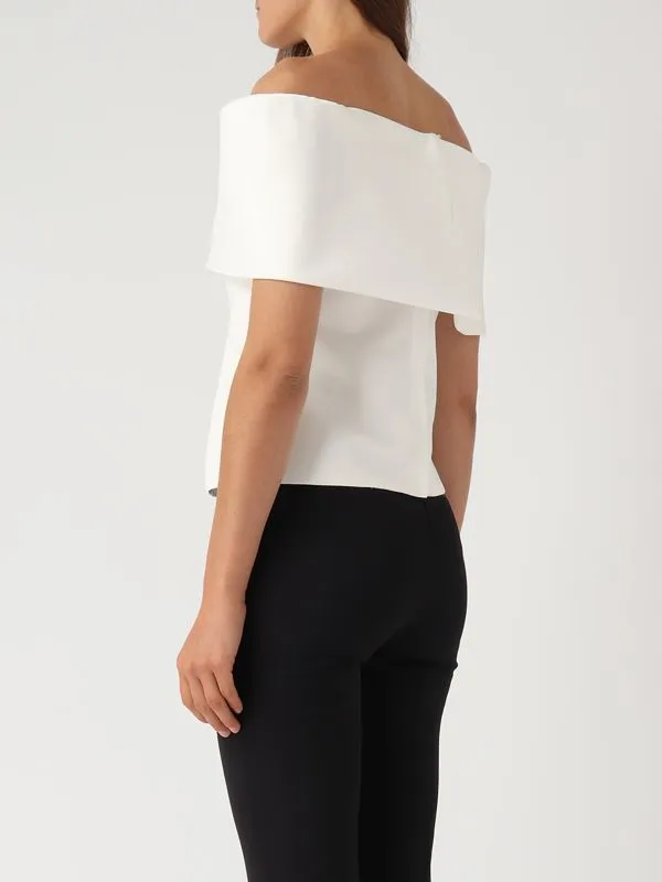 Top donna Giada Curti in rever satin Bianco