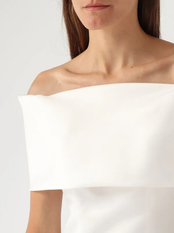 Top donna Giada Curti in rever satin Bianco