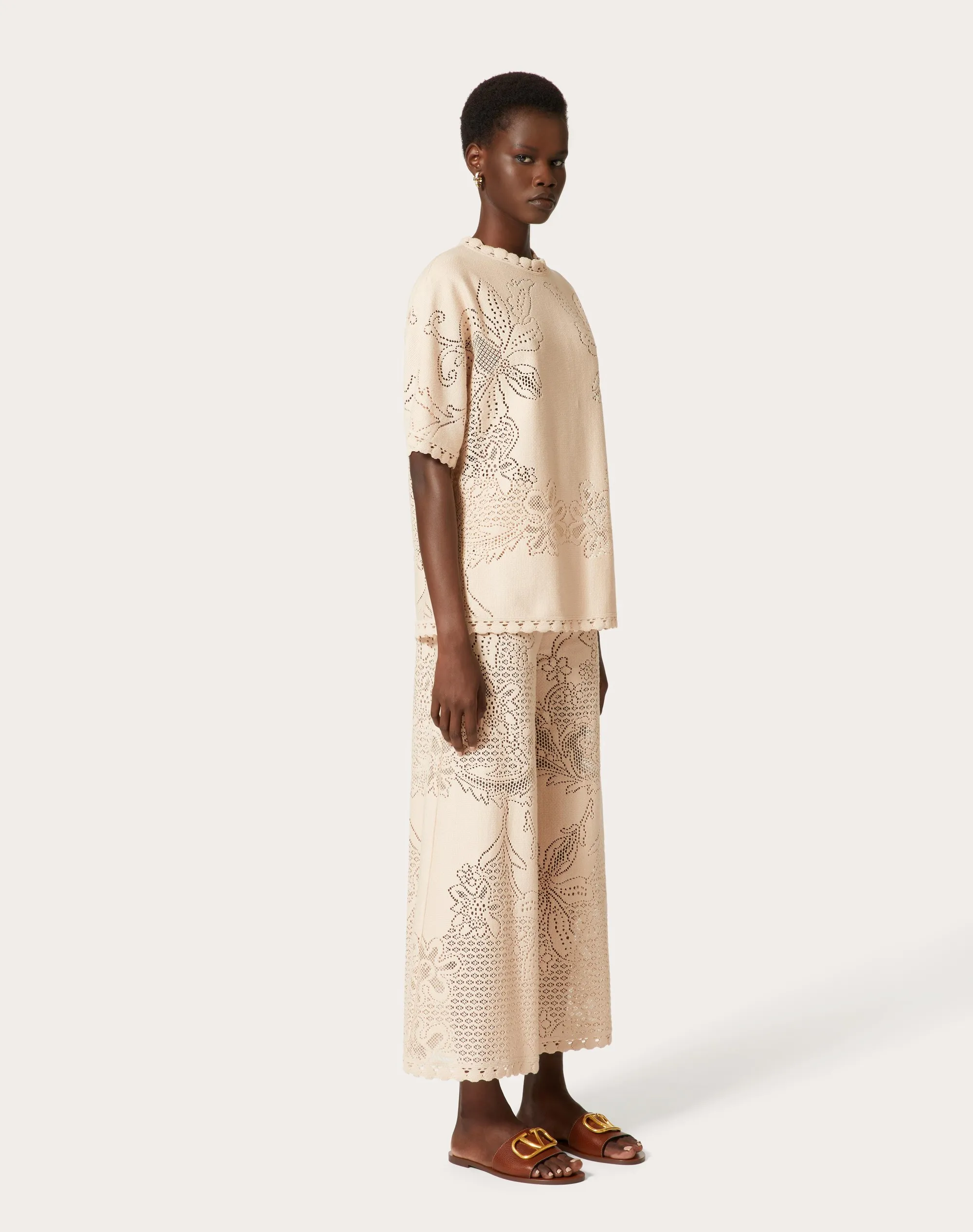 TOP IN VALENTINO COTTON GUIPURE JARDIN PLAT