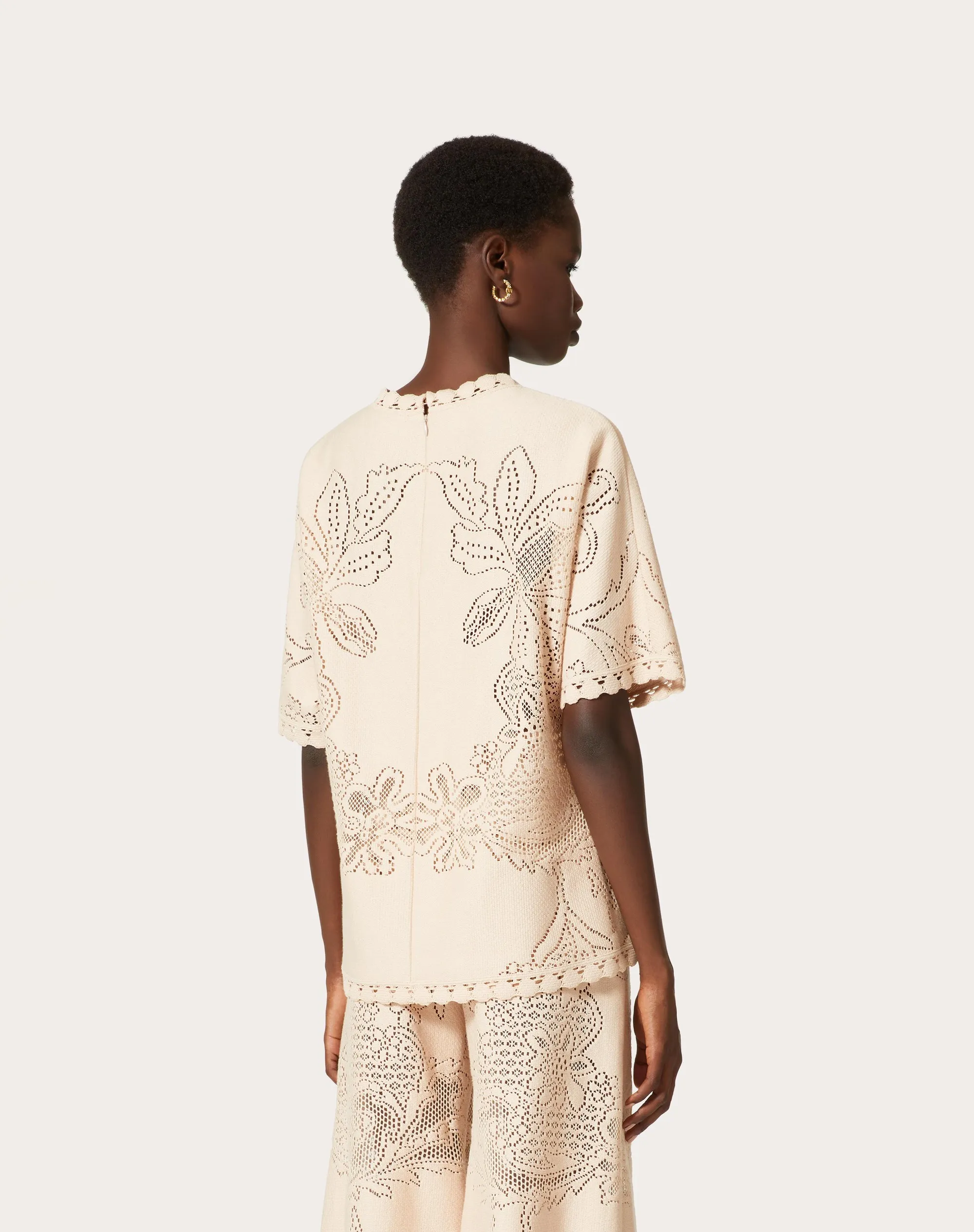 TOP IN VALENTINO COTTON GUIPURE JARDIN PLAT