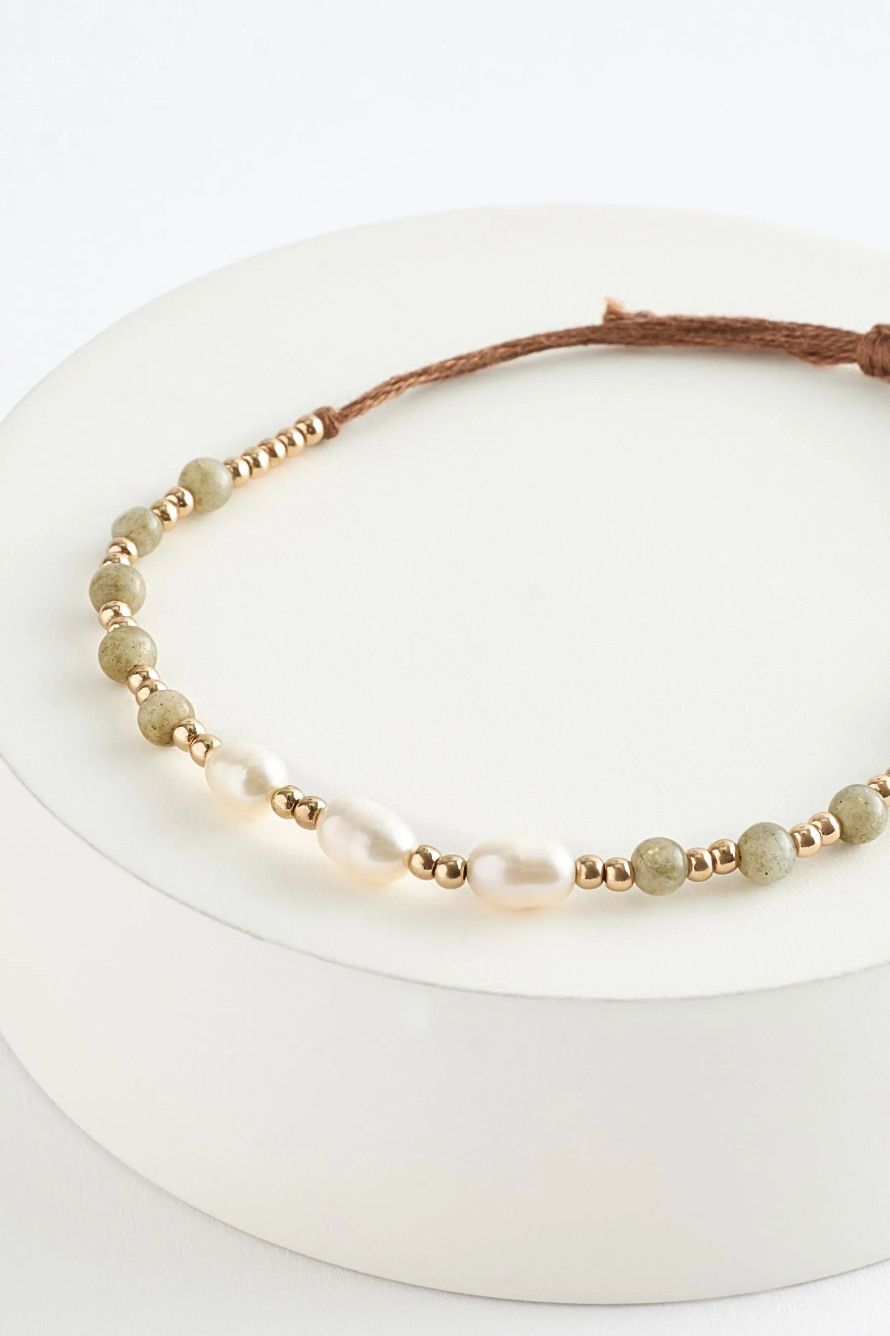 Turchese/Bianco  - Braccialetto Oro elastico con perline