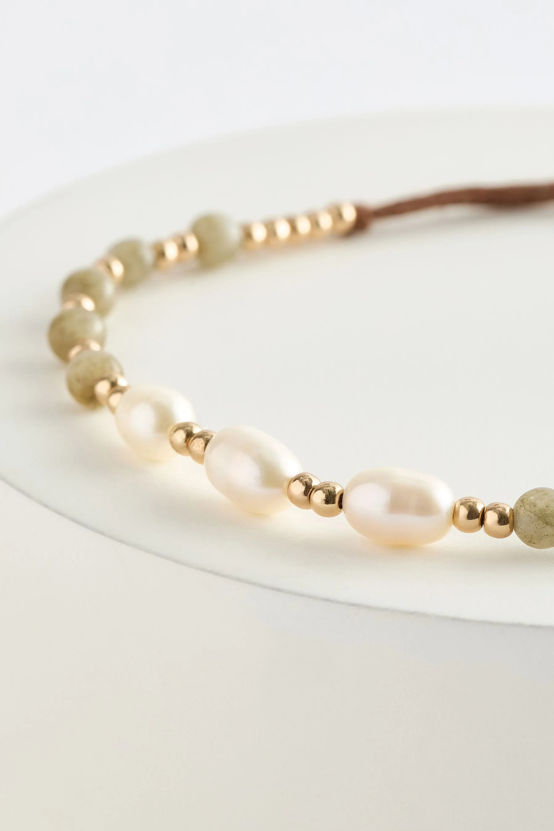 Turchese/Bianco  - Braccialetto Oro elastico con perline