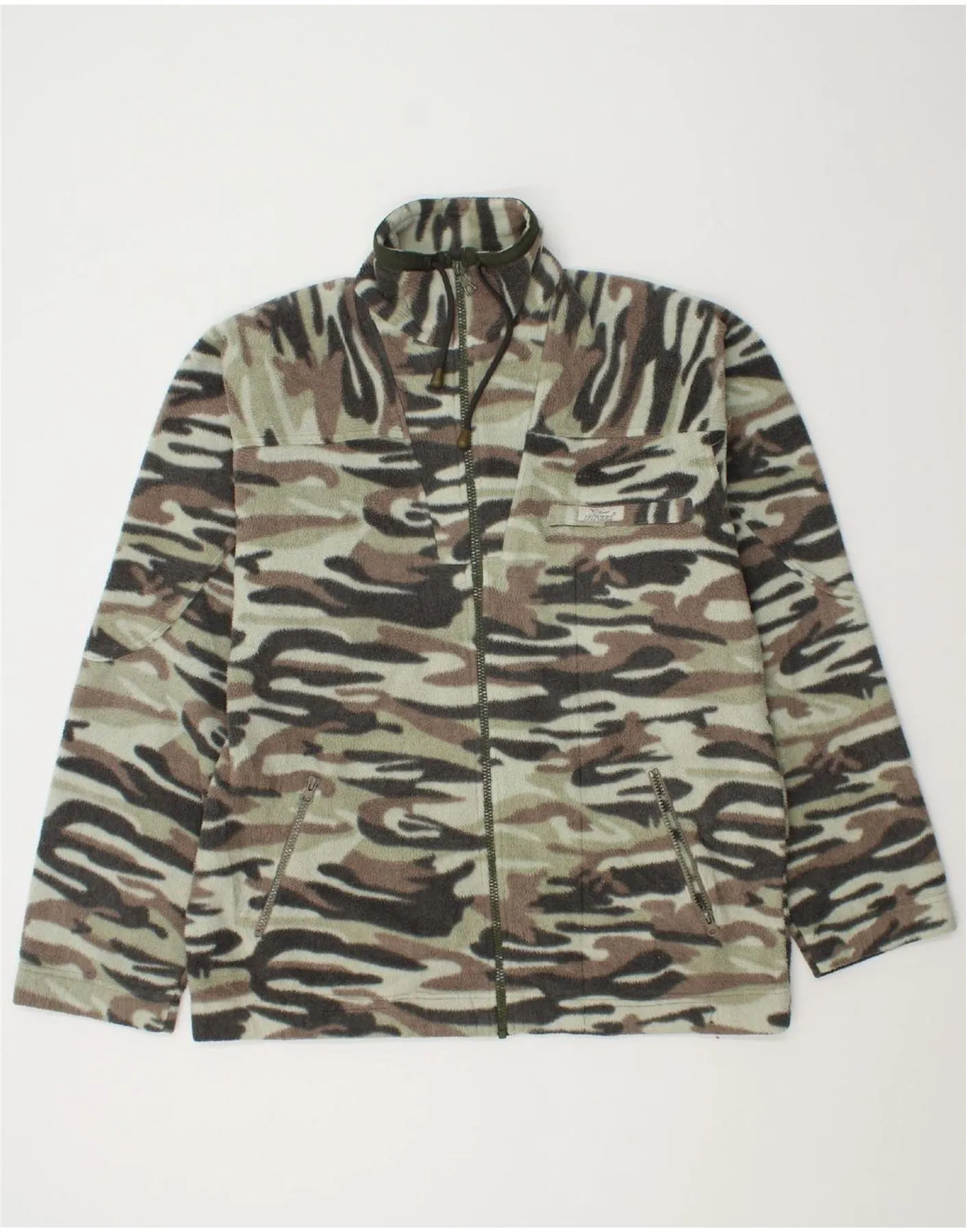 UNIVERS Mens Fleece Jacket UK 40 Large Green Camouflage