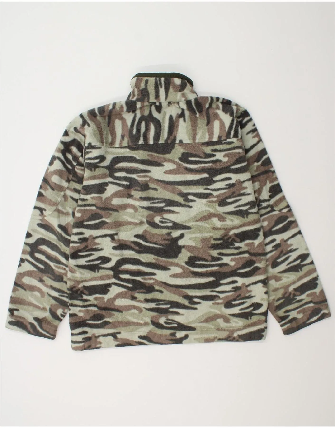 UNIVERS Mens Fleece Jacket UK 40 Large Green Camouflage