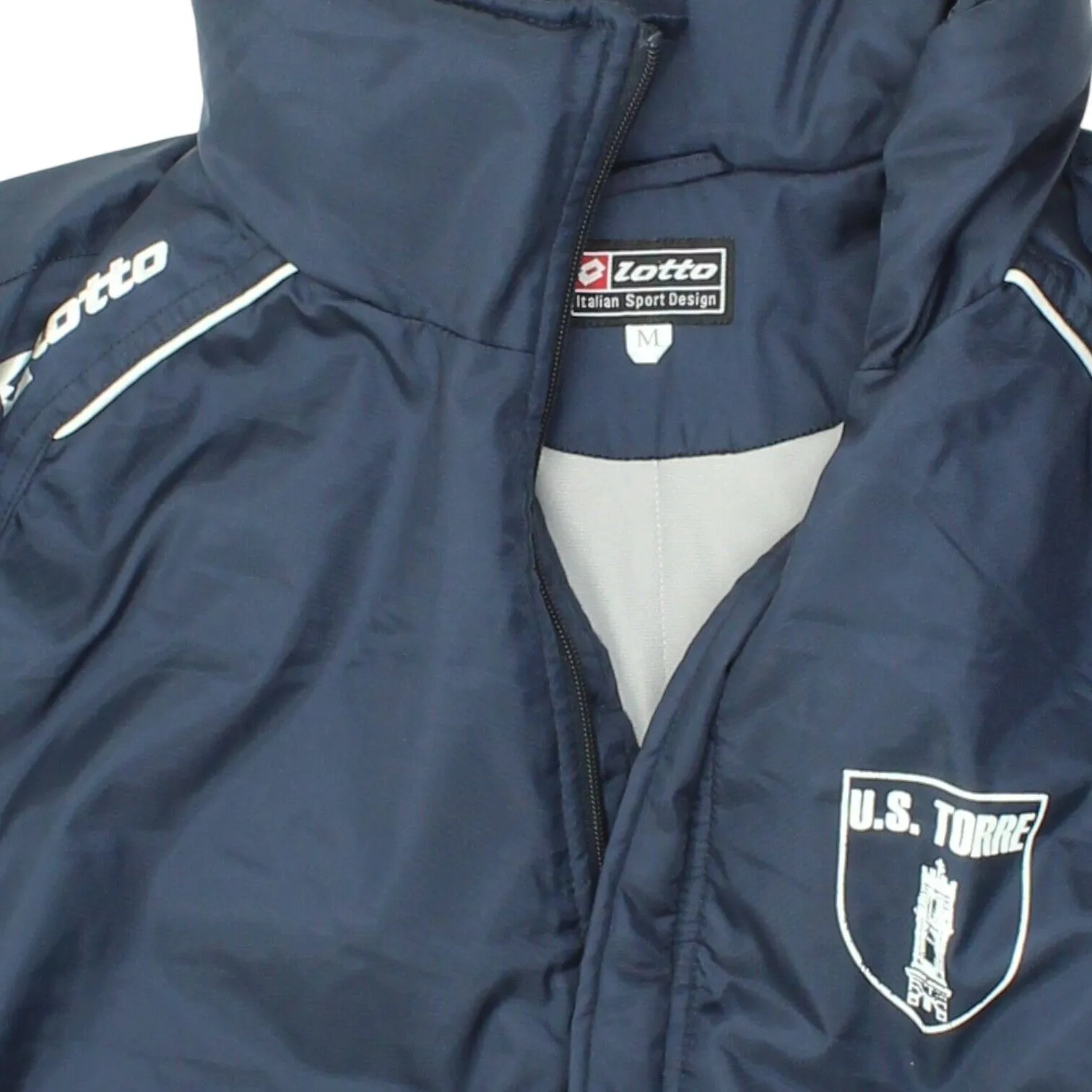 US Torre Mens Navy Quilted Lotto Jacket | Vintage Football Tracksuit Sportswear