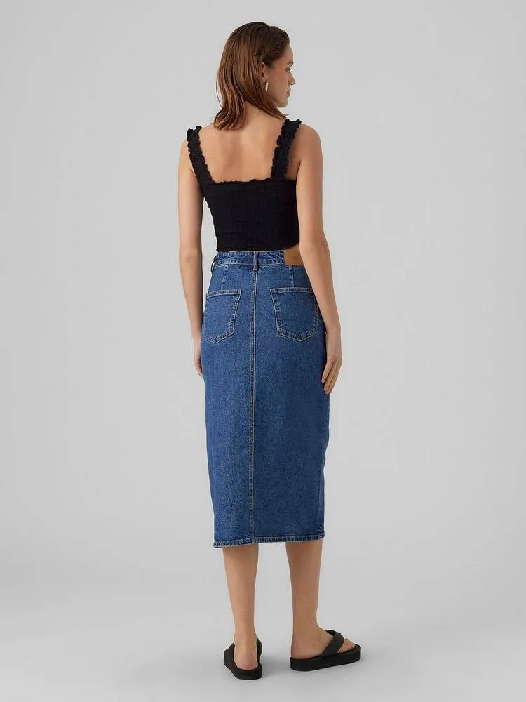 Veri HR Calf Denim Long Skirt - Gonna Midi