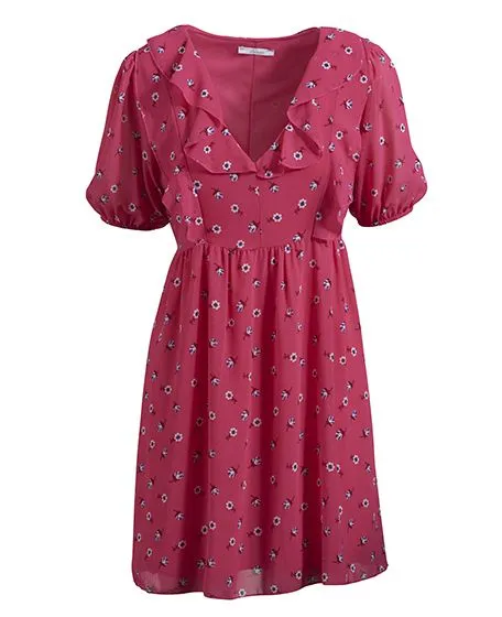 Vestito fucsia con maniche corte