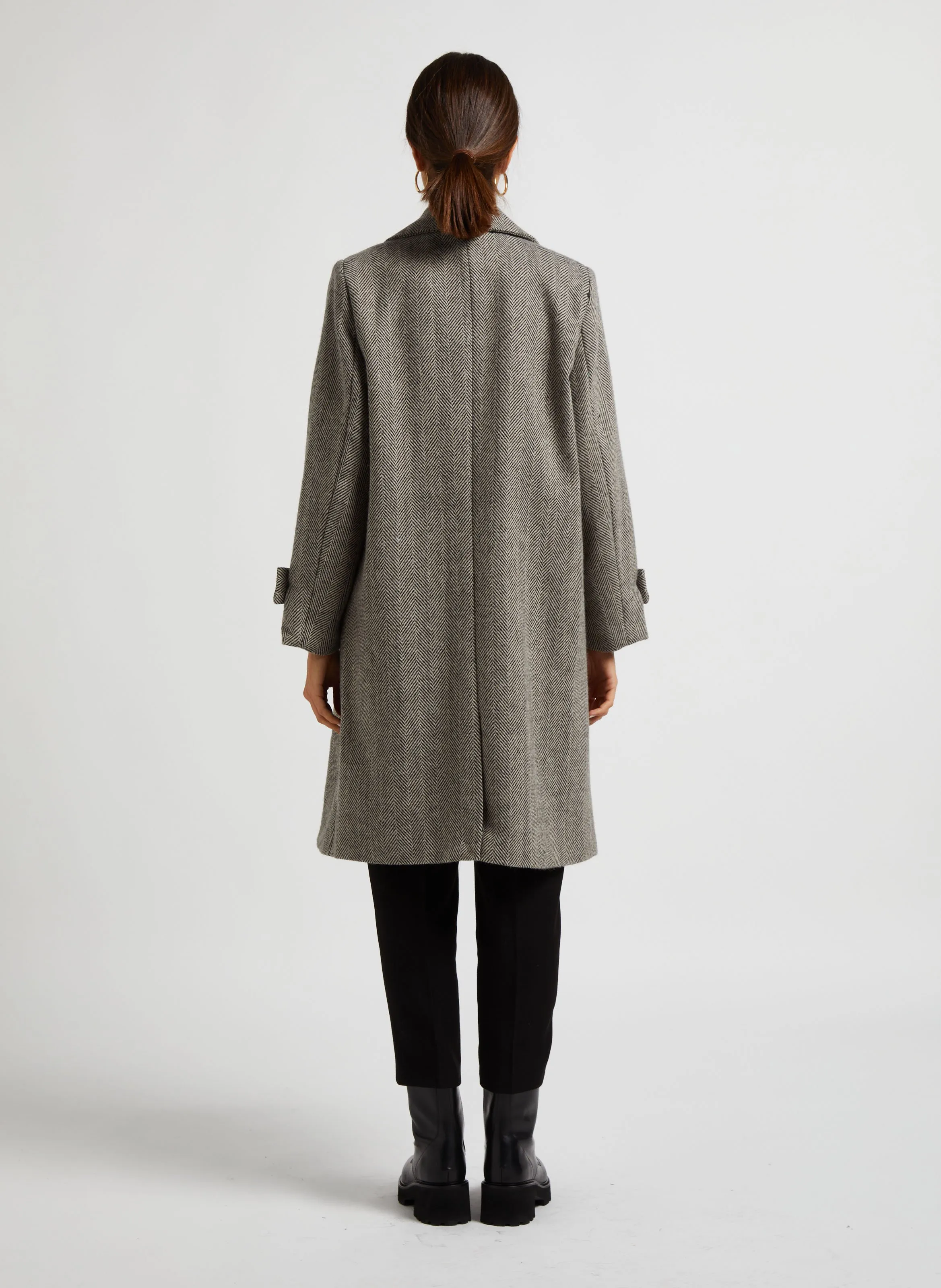  VILA   HYNDA - Cappotto lungo con revers e stampa spigata | Beige