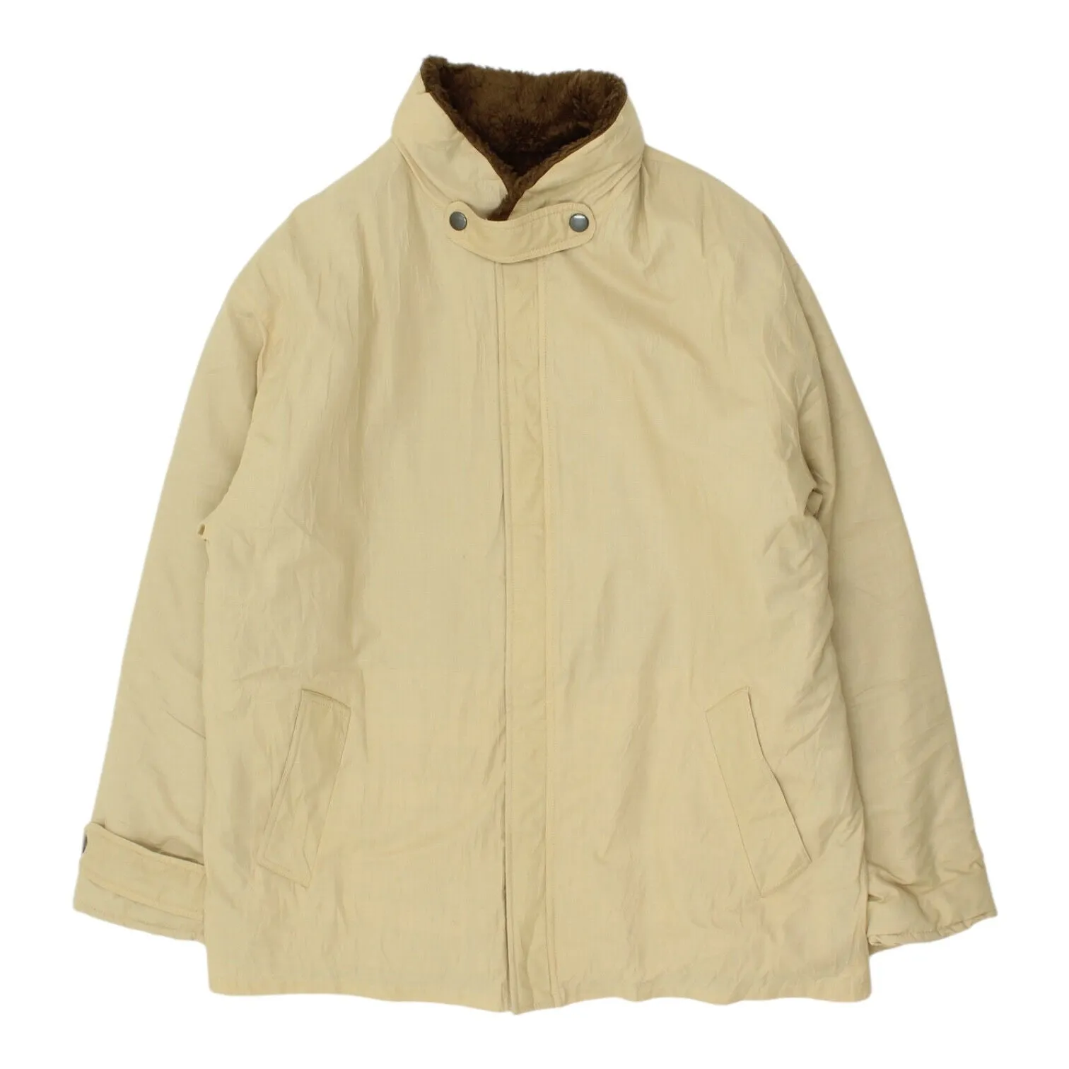 Vintage Mens Beige Fleece Lined Jacket | High End Luxury Coat VTG