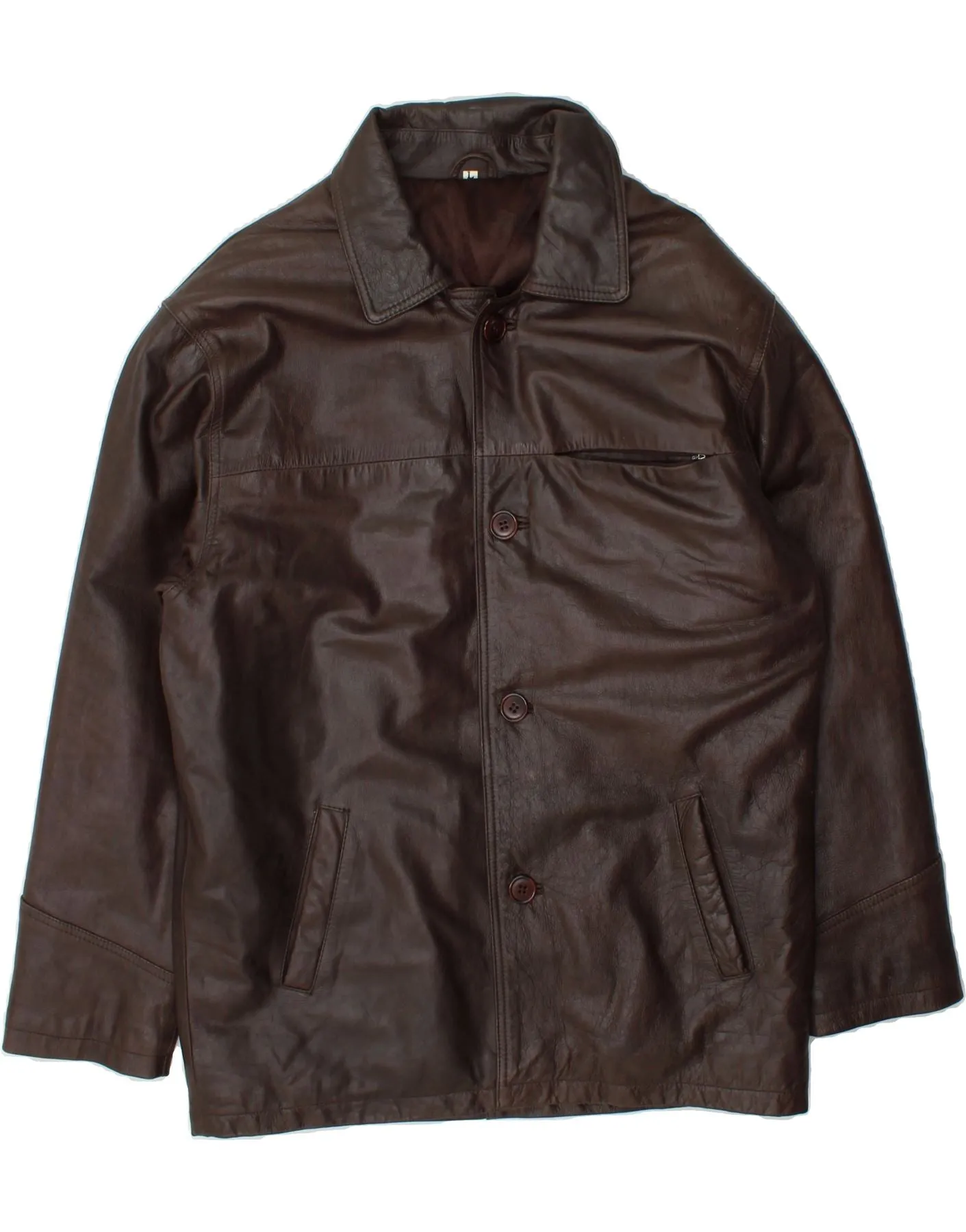 VINTAGE Mens Leather Jacket UK 40 Large Brown Leather