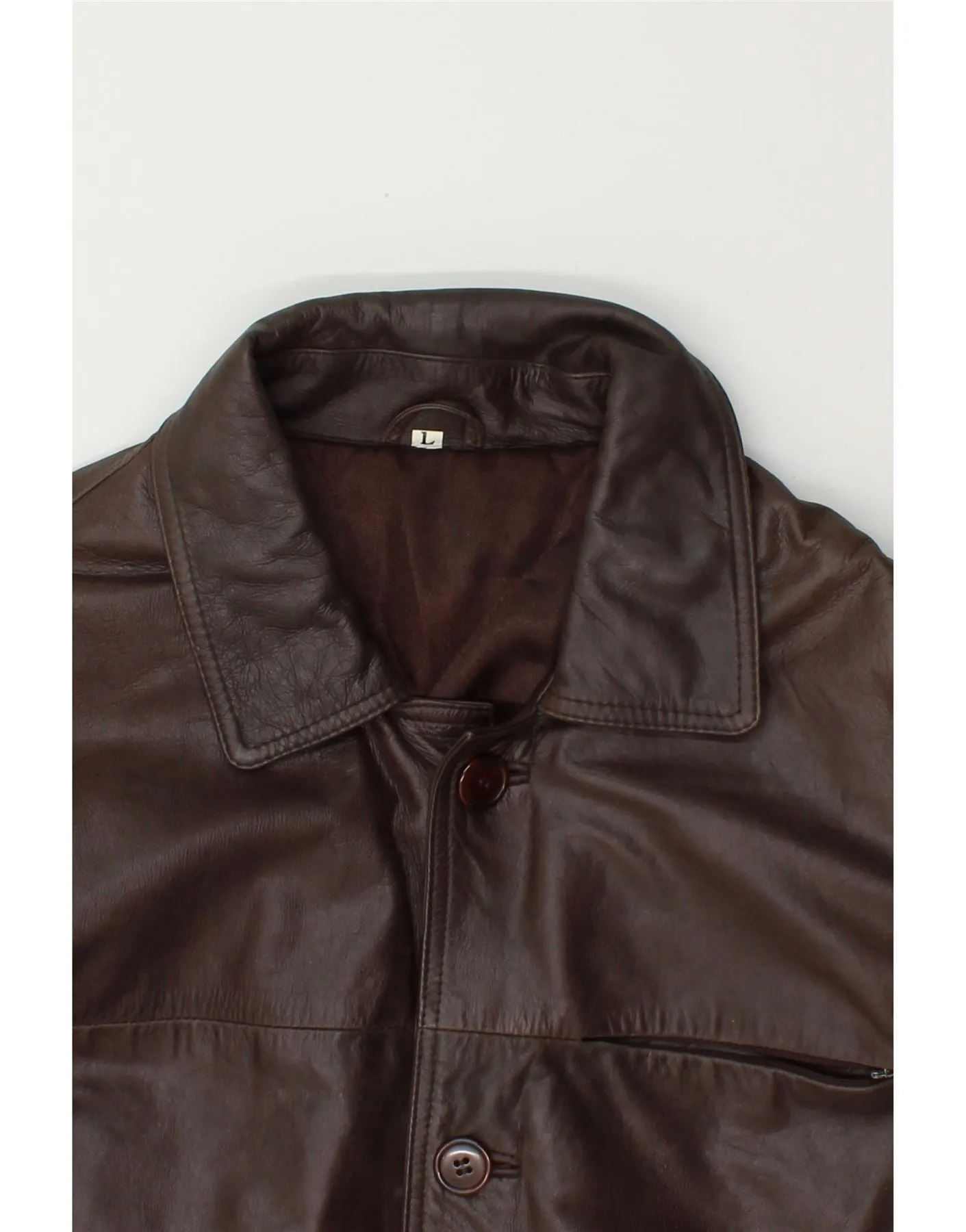 VINTAGE Mens Leather Jacket UK 40 Large Brown Leather