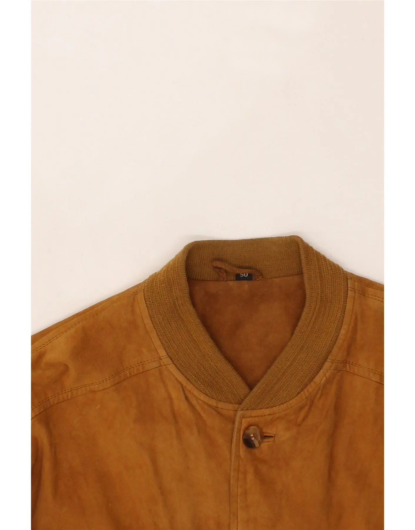 VINTAGE Mens Suede Bomber Jacket IT 50 Large Brown Leather