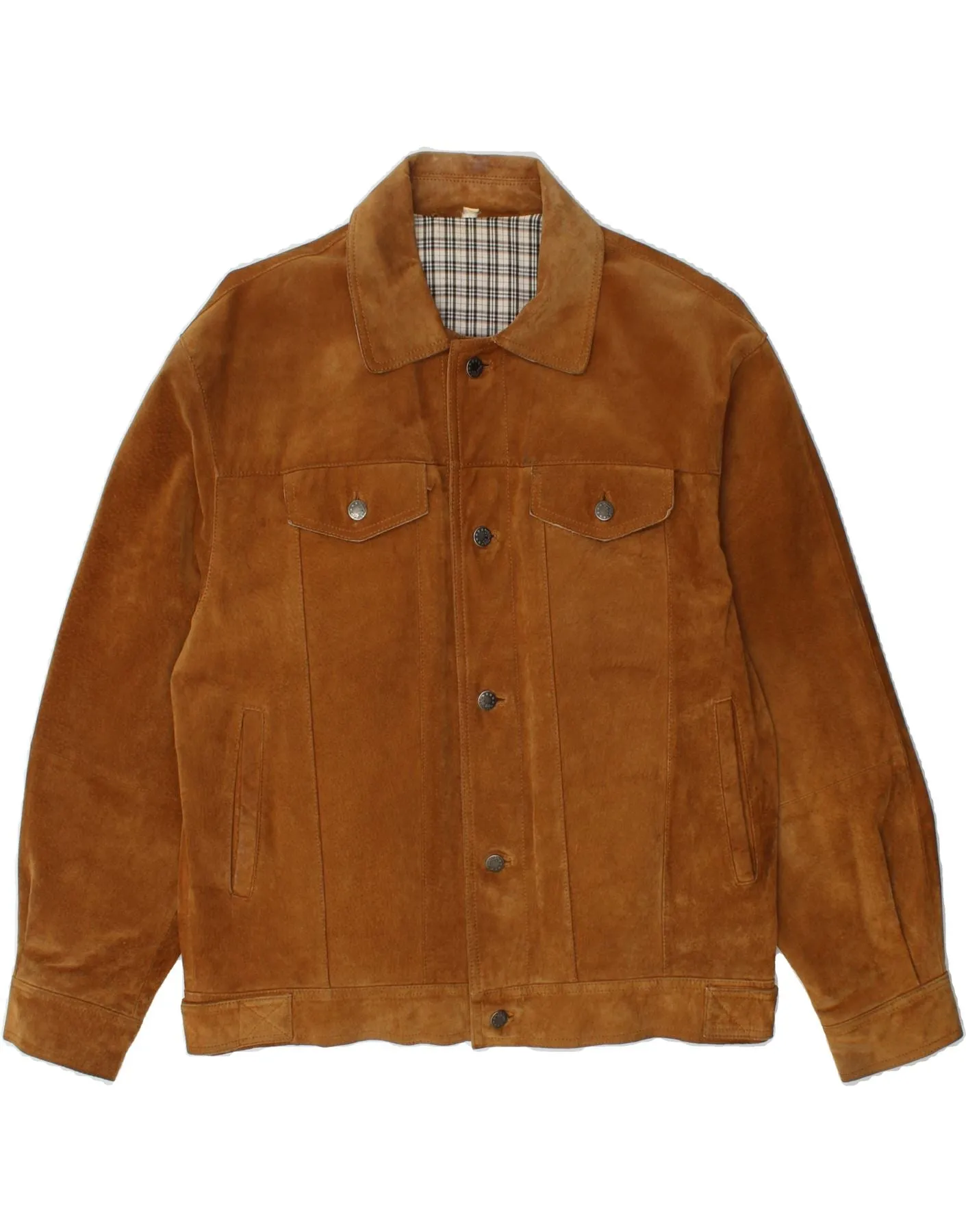 VINTAGE Mens Suede Bomber Jacket UK 40 Large Brown Leather