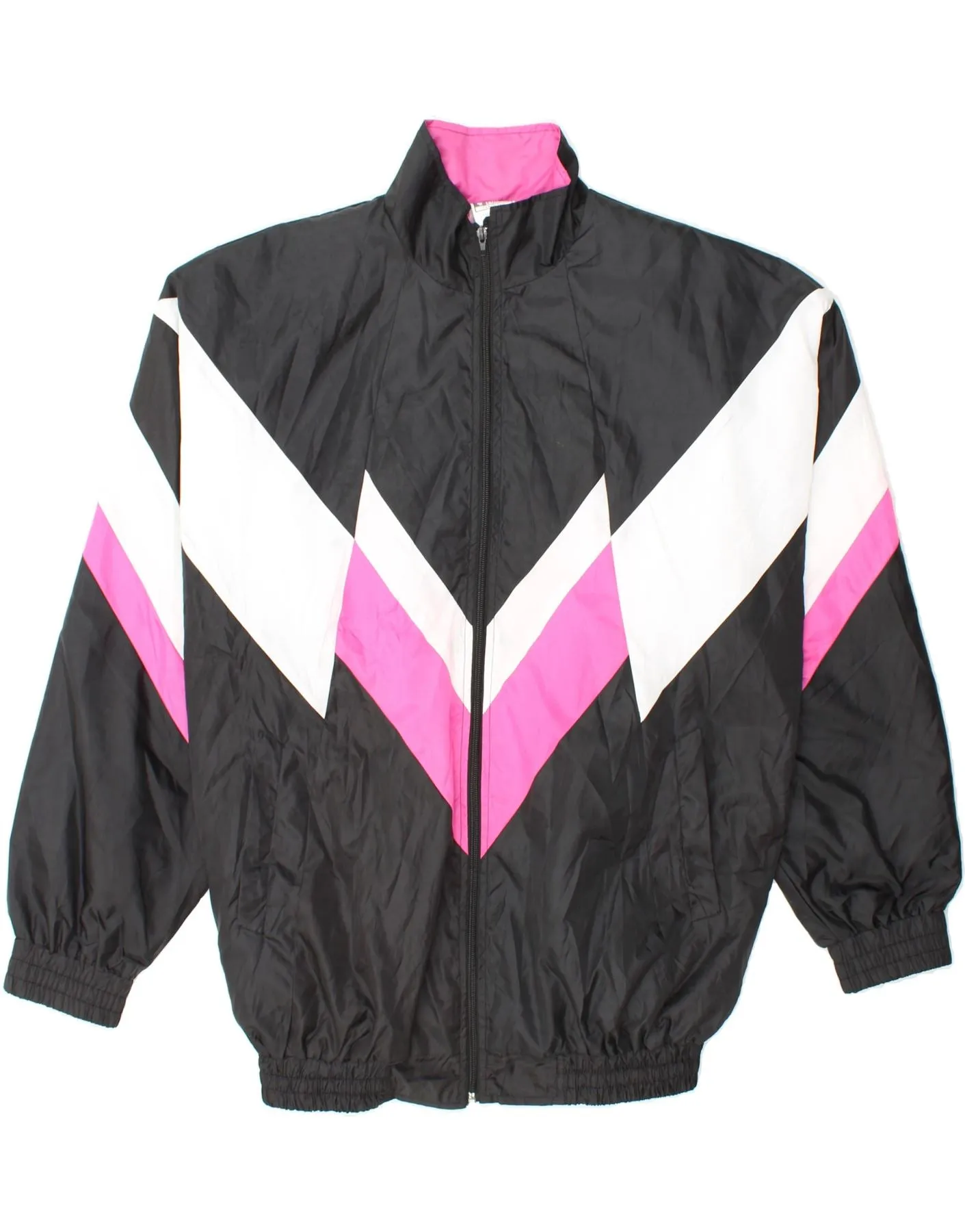VINTAGE Mens Tracksuit Top Jacket 3XL Black Colourblock Polyester