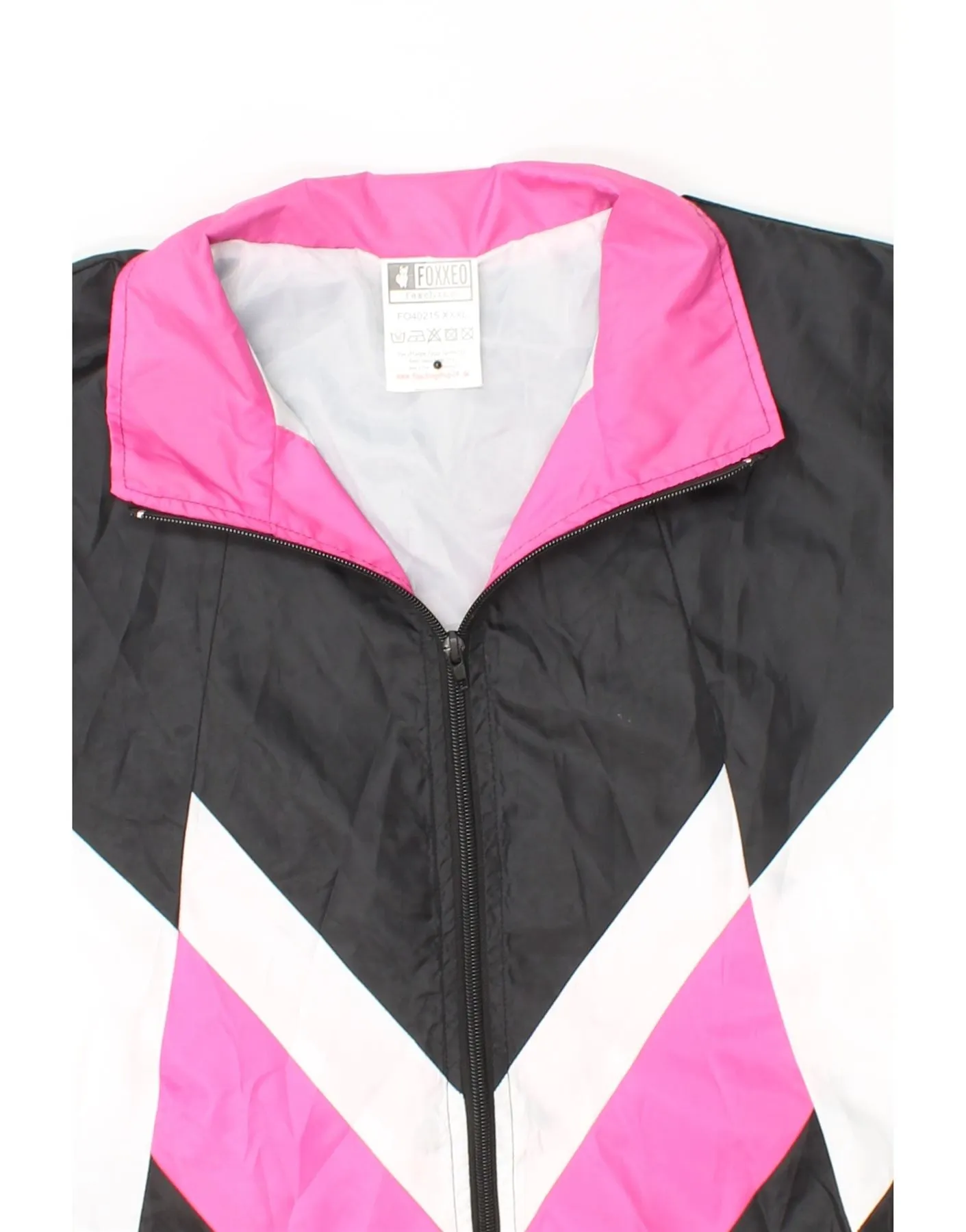 VINTAGE Mens Tracksuit Top Jacket 3XL Black Colourblock Polyester
