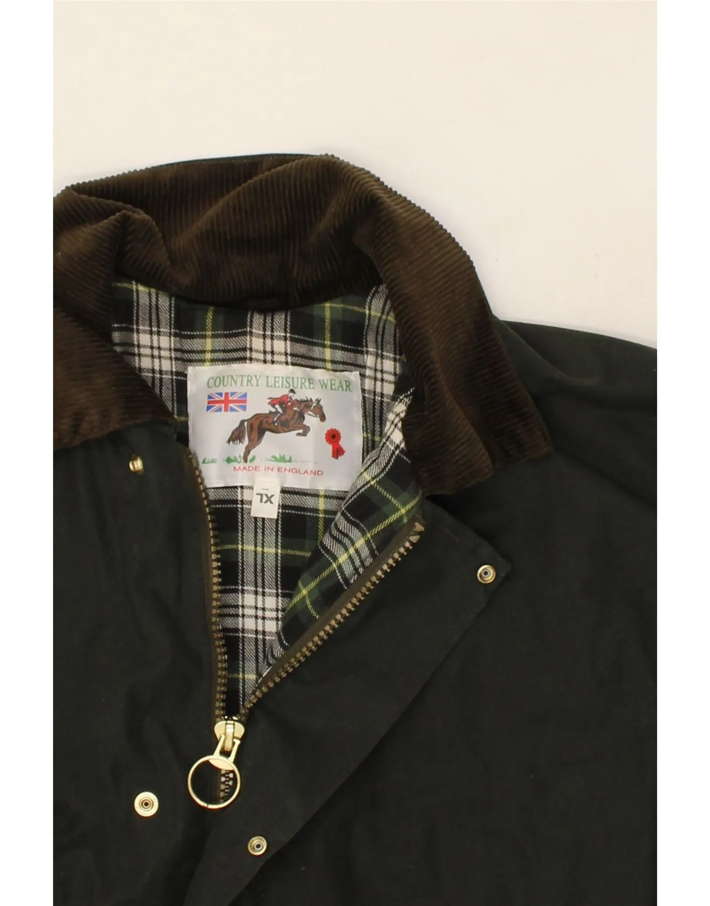 VINTAGE Mens Waxed Cotton Jacket UK 42 XL Green Cotton