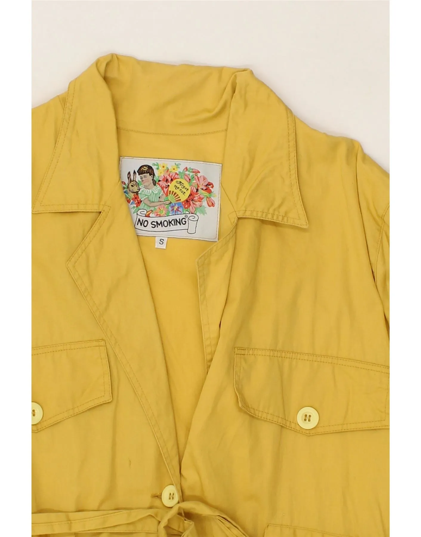 VINTAGE Womens 3 Button Short Sleeve Utility Jacket UK 10 Small Yellow