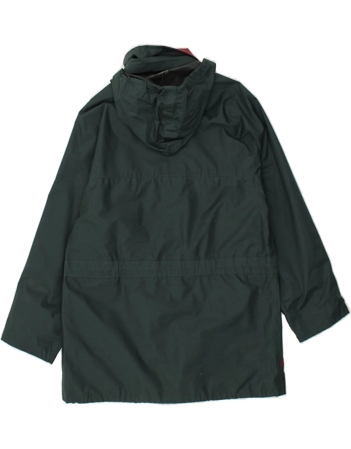 VINTAGE Womens Hooded Windbreaker Jacket UK 14 Large Green Polyester