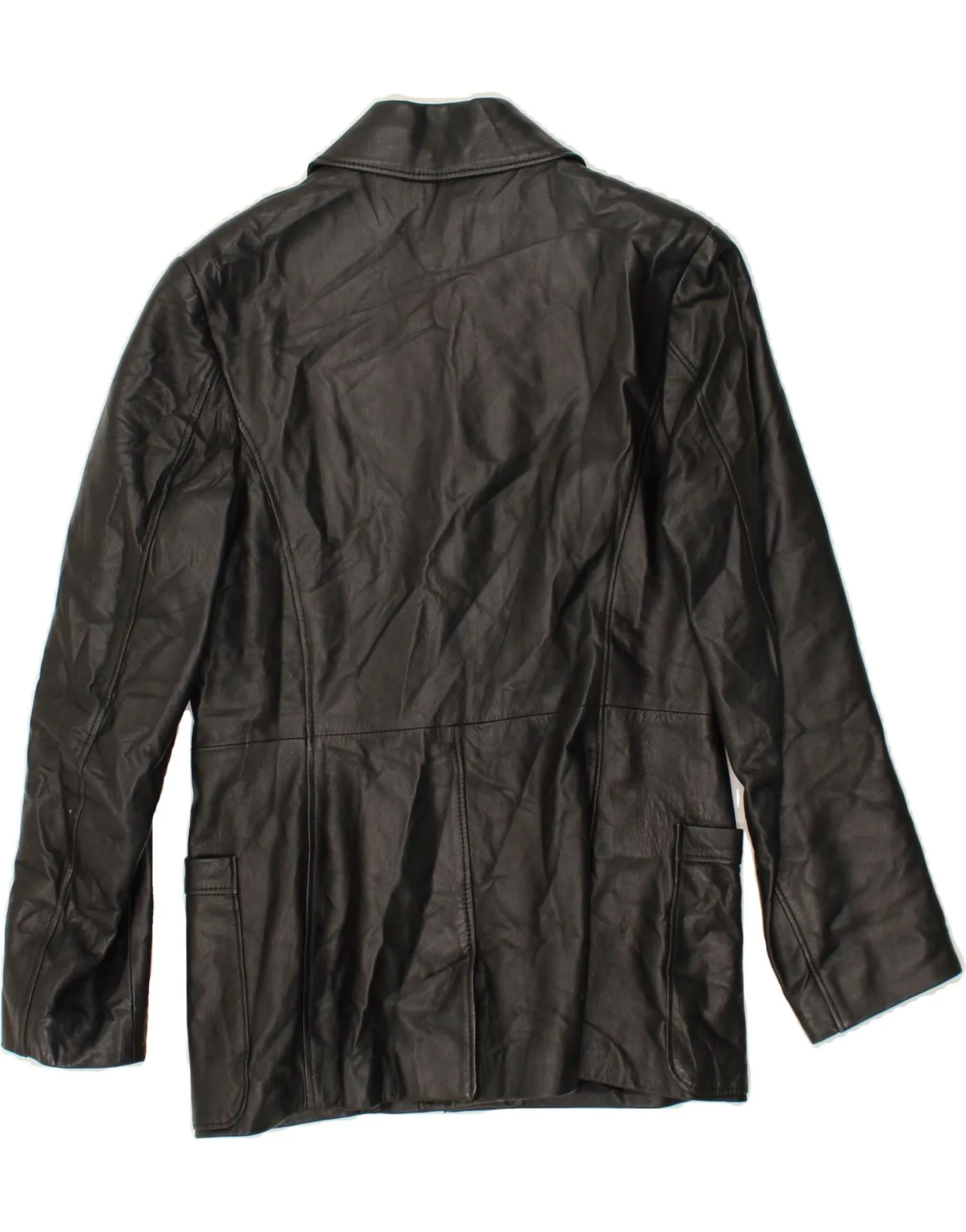VINTAGE Womens Leather Jacket IT 44 Medium Black Leather