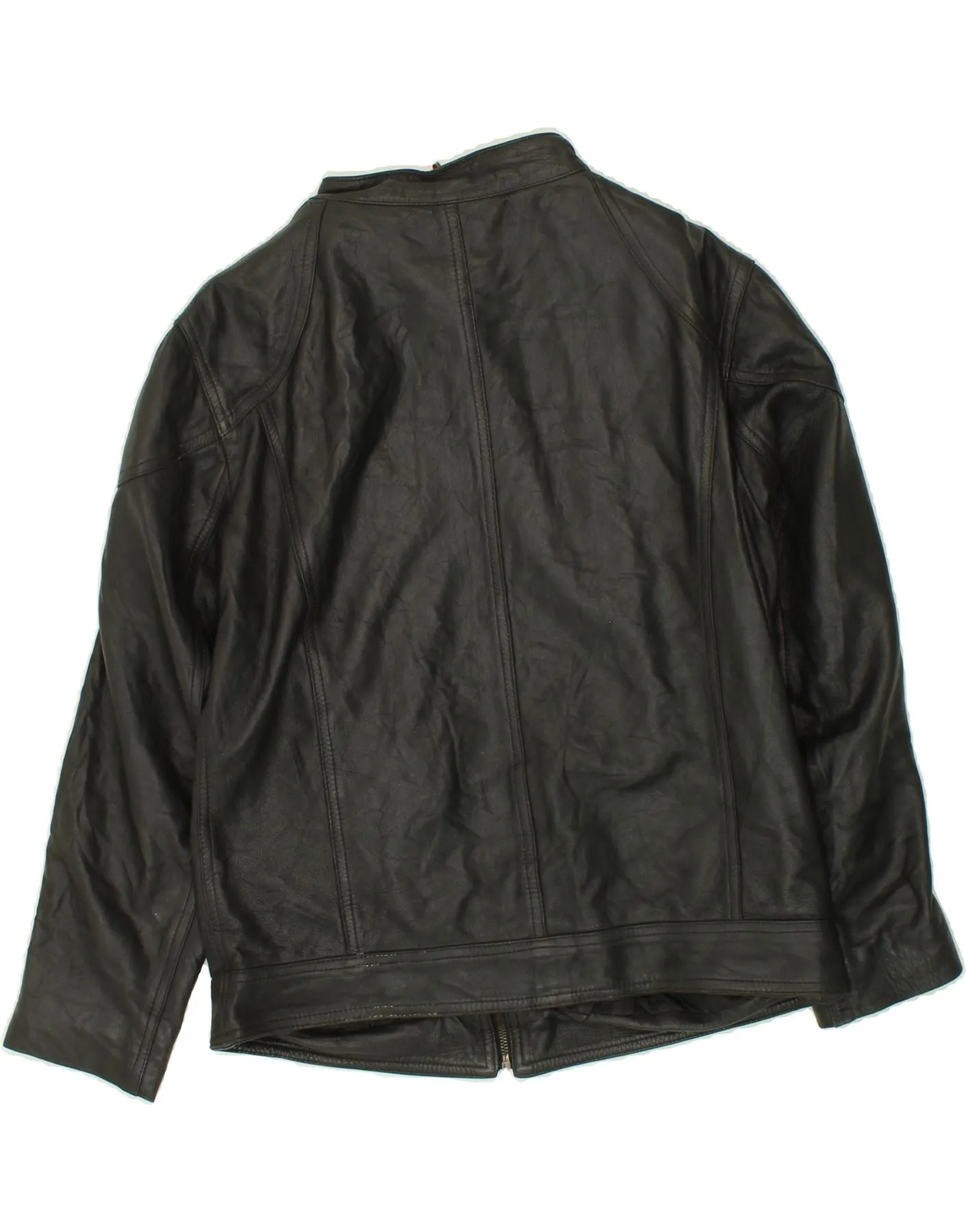 VINTAGE Womens Leather Jacket IT 54 3XL Black Leather
