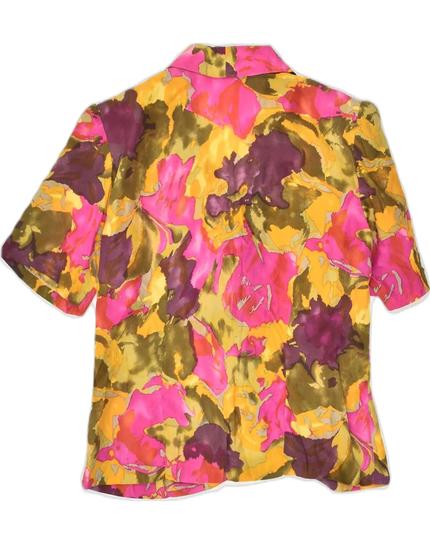 VINTAGE Womens Short Sleeve 4 Button Blazer Jacket UK 8 Small Yellow
