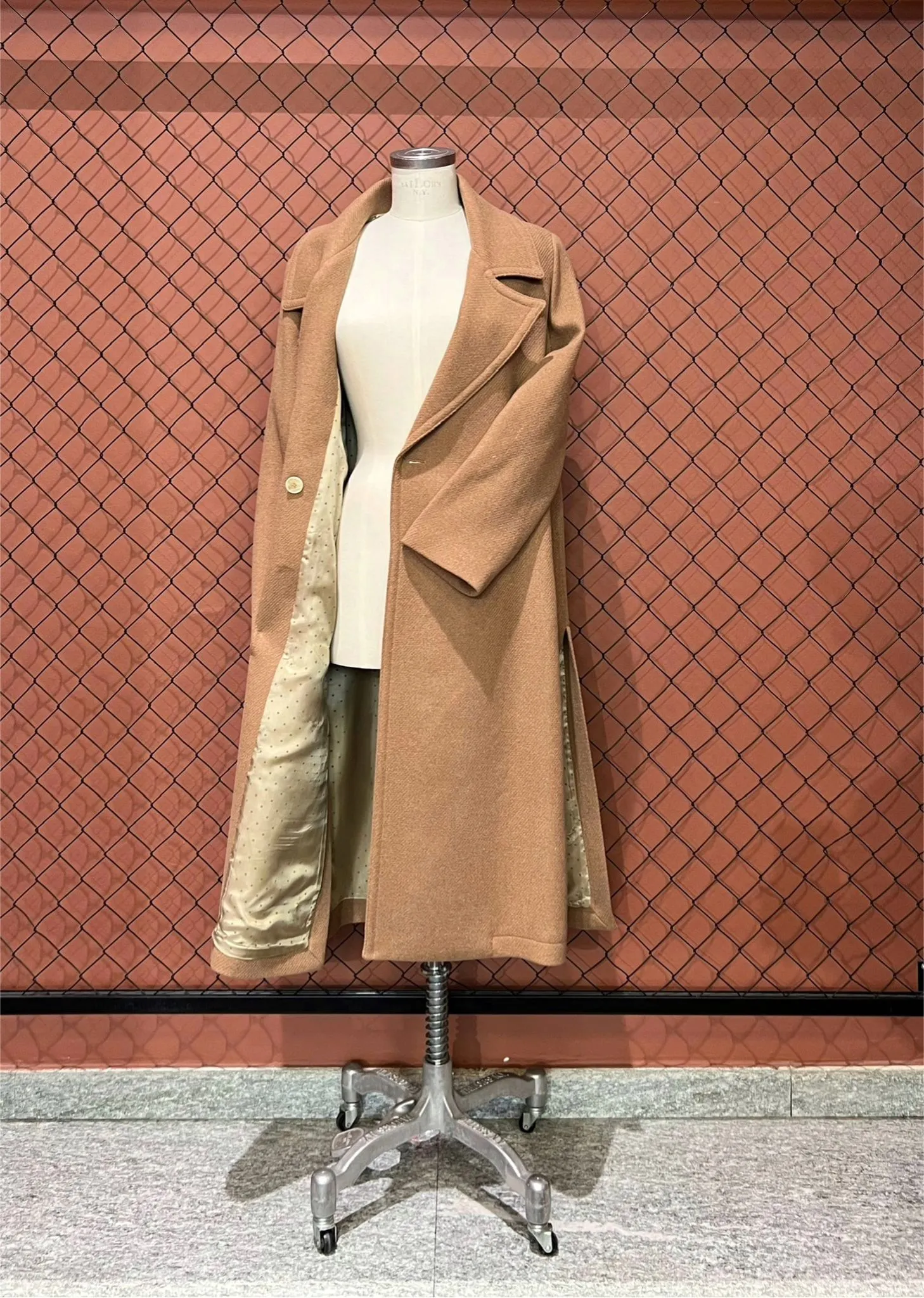 W3-DG5871 Cappotto Misto Lana con Cintura Sand  