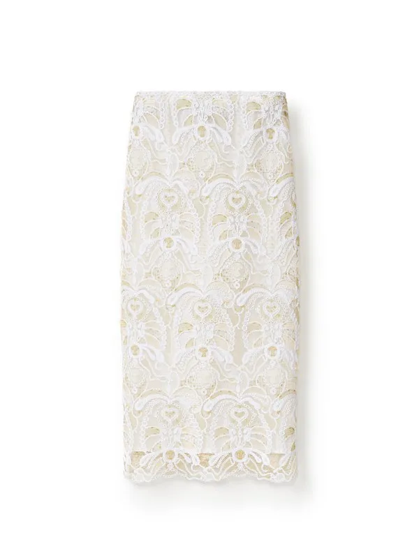 White macramé lace skirt