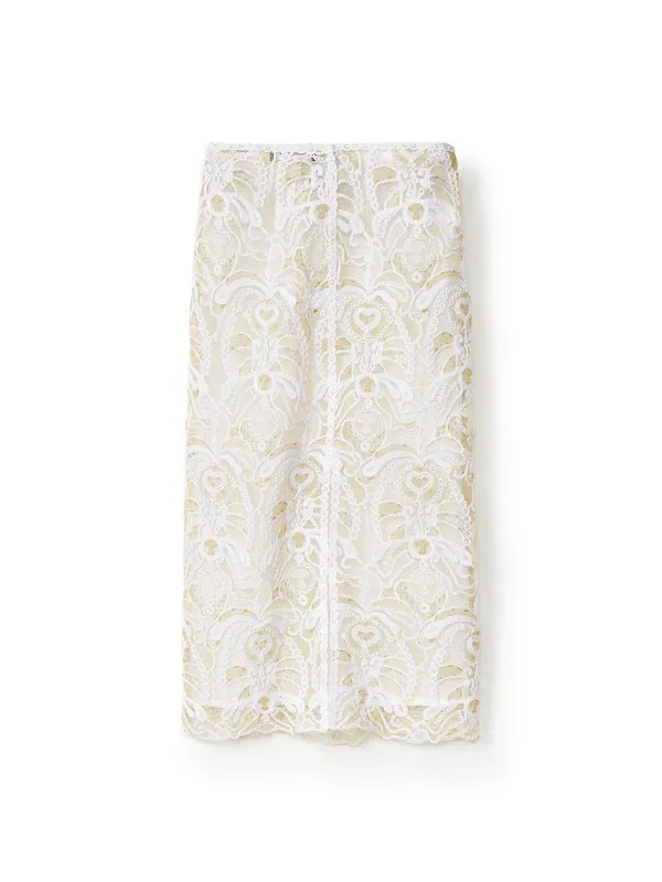 White macramé lace skirt