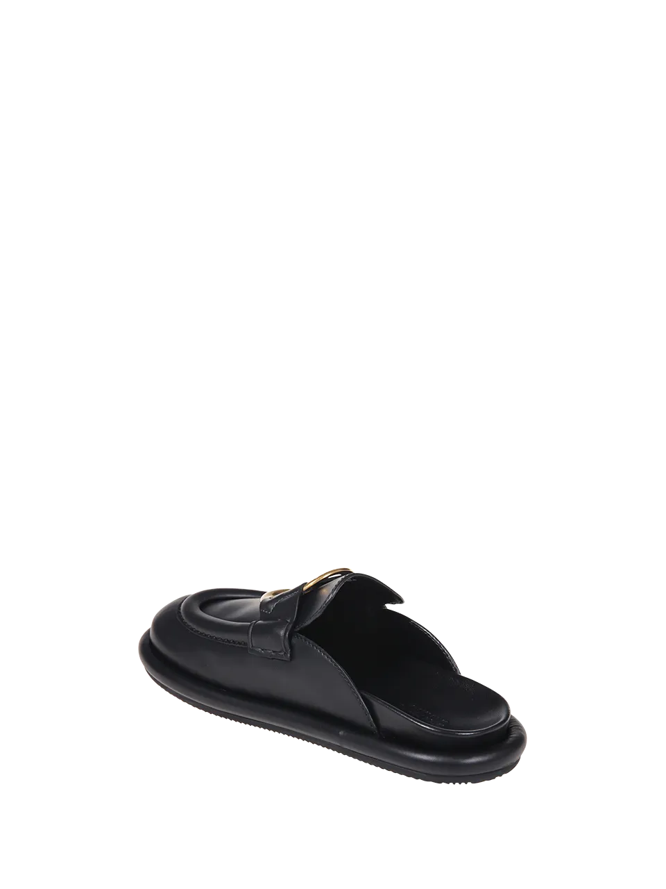 WOMAN MONCLER BLACK LEATHER SLIPPERS