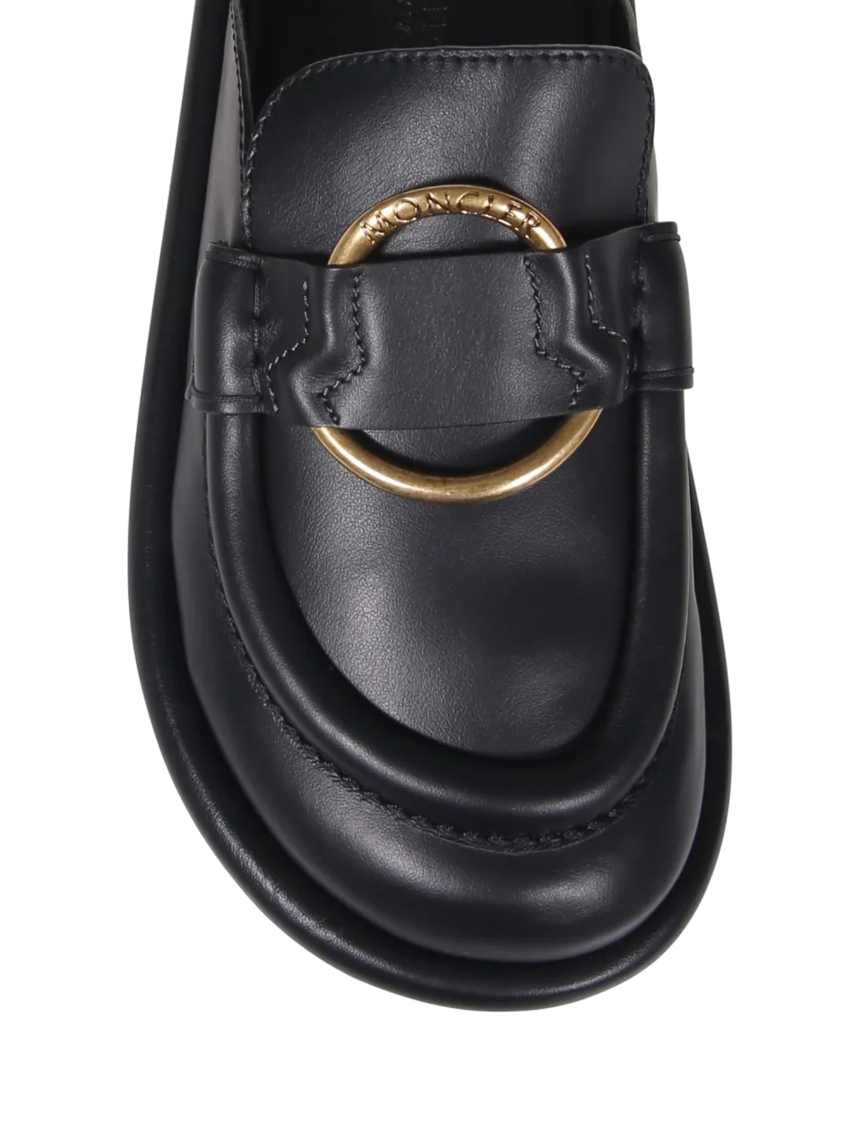 WOMAN MONCLER BLACK LEATHER SLIPPERS