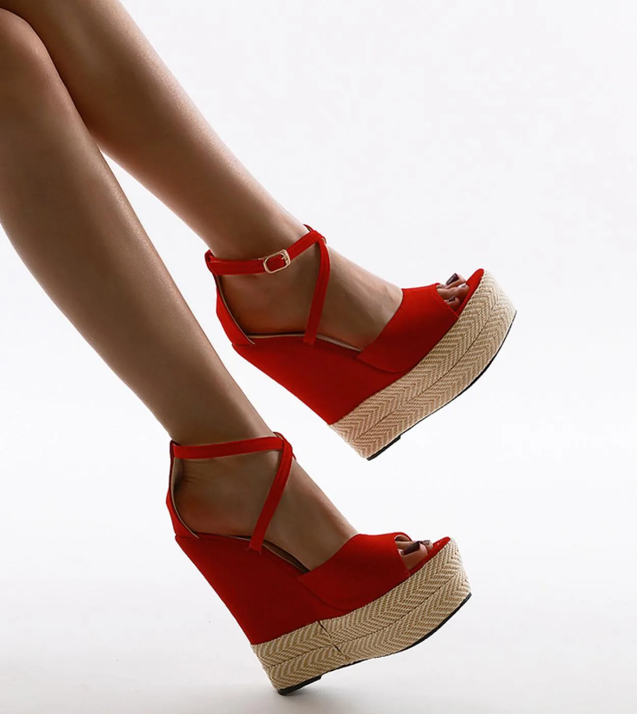 Women Fashion Summer Platform Wedge Sandals Ankle Strap Fish Mouth Espadrilles Sandals Sandalias Femininas Sandalen Sand