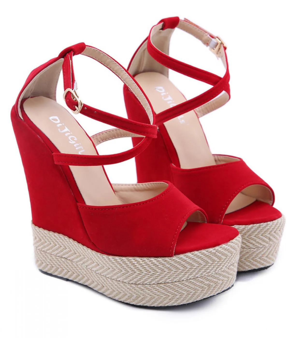Women Fashion Summer Platform Wedge Sandals Ankle Strap Fish Mouth Espadrilles Sandals Sandalias Femininas Sandalen Sand