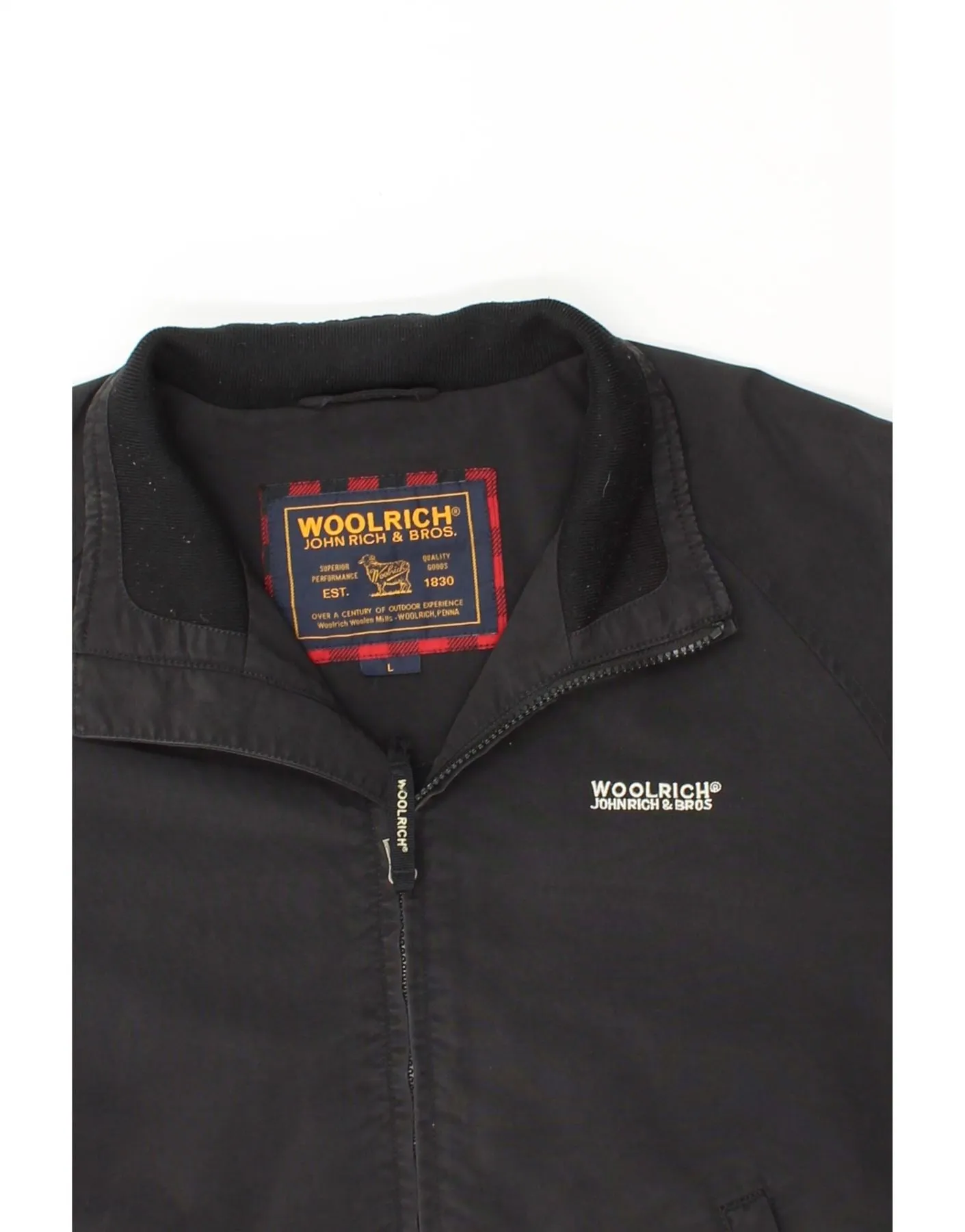 WOOLRICH Mens Bomber Jacket UK 40 Large Black Colourblock