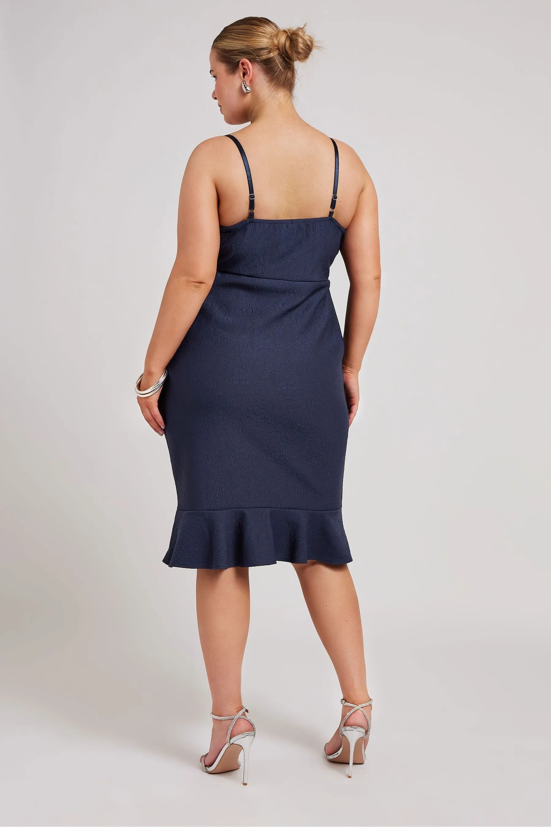 Yours Curve LONDON Volant Jacquard Vestito    